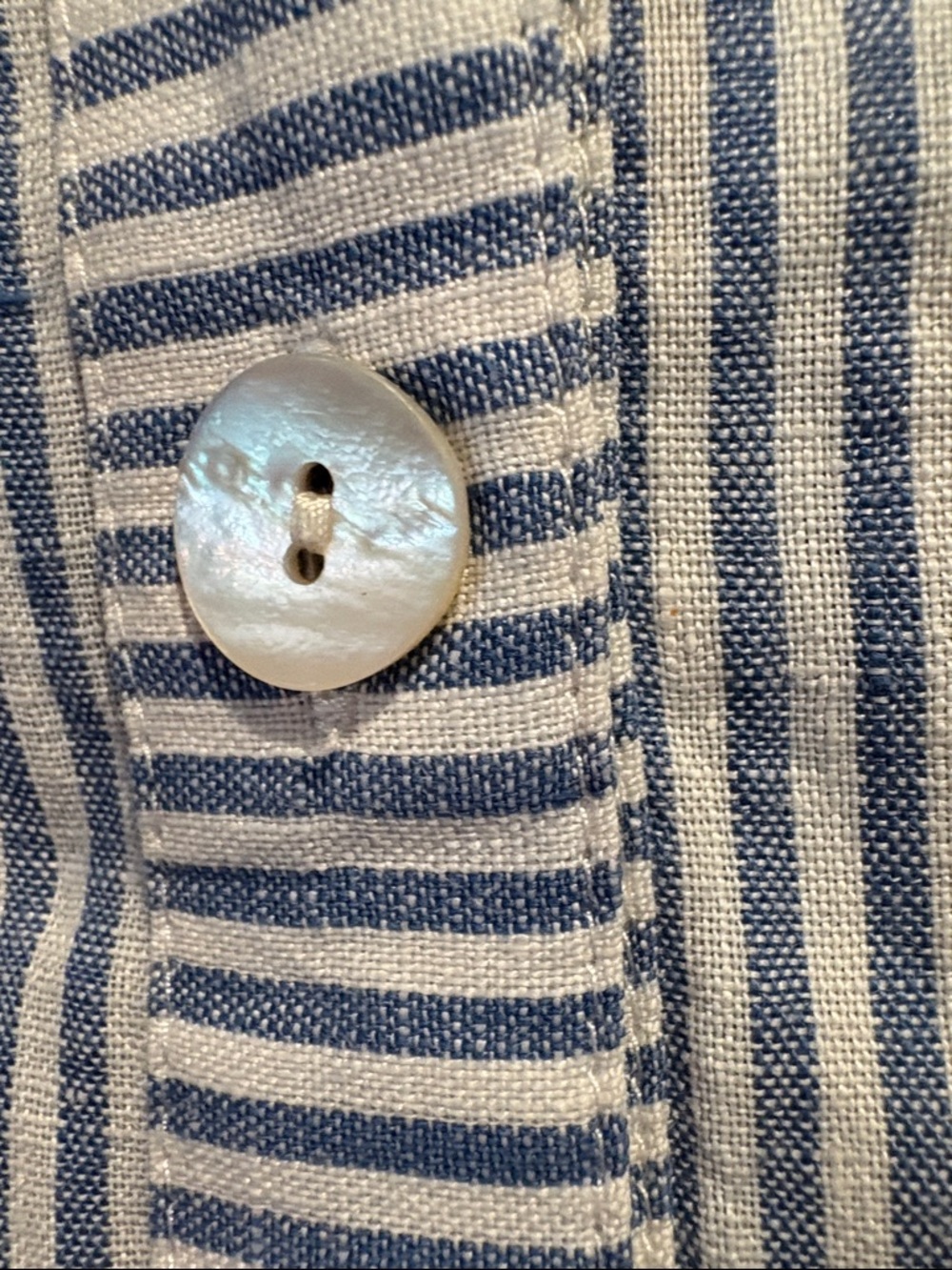 J. Jill Sleeveless Collared Blue Stripe Button-Front 100% Linen Top - Large - Picture 4 of 9